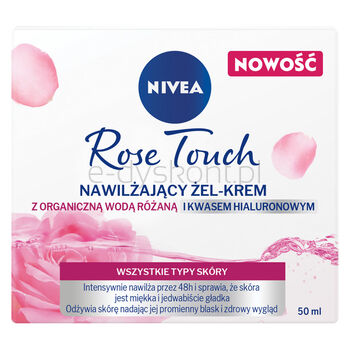 Nivea Żel Krem Z Organiczną Wodą Różaną I Kwasem Hialuronowym Nawilżający 50Ml