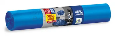 Anna Zaradna Worki na śmieci supermocne, 120 l, niebieskie, 25 szt., niebieski