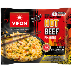 Danie Hot Beef o smaku wołowiny z pieprzem seczuańskim (ostre)90g Vifon