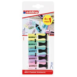 Edding Mini Zakreślacz E-7  5 Szt., Blister, Mix Kolorów Pastelowych