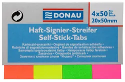 Donau Zakładki indeksujące papier, 20x50mm, 4x50 kart., mix kolorów 