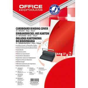 Office Products Okładki do bindowania karton, A4, 250gsm, błyszczące, 100szt., czerwone