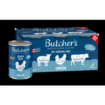 Butcher's Original Megapack Junior, Karma dla szczeniaka, mix smaków, Kawałki w galaretce, 6x400 g