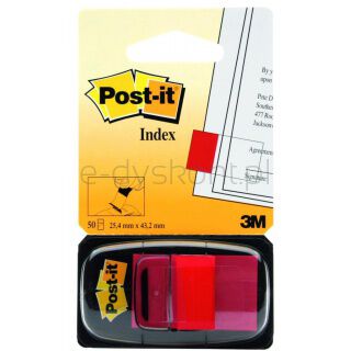Post-It Zakładki indeksujące (680-1), PP, 25,4x43,2mm, 50 kart., czerwone 