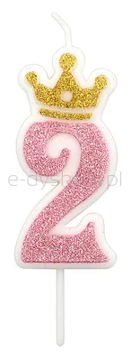 Świeczka Part Go, cyfra 2, 6,8cm, różowa