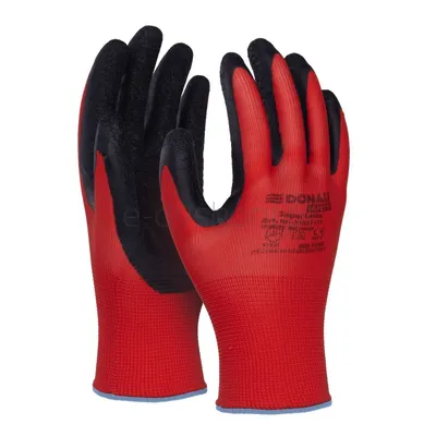 Donau Rękawice Safety Super Latex, Kat. Ii, Rozm. 9, Czerwone