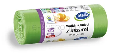 Stella Worki na śmieci z uszami, 45 l, 20 szt., zielone, zielony