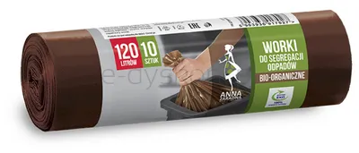 Anna Zaradna Worki do segregacji odpadów bio, 120 l, 10 szt., brązowe, brązowy