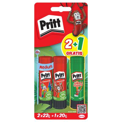 Pritt Klej w sztyfcie 2x22g + 1x20g neon, blister, mix kolorów
