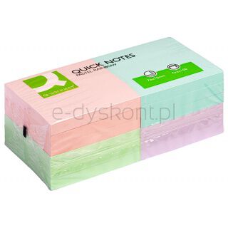 Q-Connect Bloczek samoprzylepny Rainbow, 76x76mm, 4x3x100 kart., pastel, mix kolorów