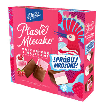 E.Wedel Ptasie Mleczko® mascarpone z malinami w czekoladzie mlecznej 340g