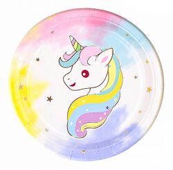 Talerz papierowy Part Go Unicorn, 18cm, 8 szt., mix kolorów