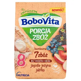Bobovita Porcja Zbóż Kaszka bezmleczna 7 zbóż jagoda-jeżyna jabłko po 8 miesiącu 170 g