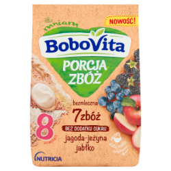 Bobovita Porcja Zbóż Kaszka bezMleczna 7 zbóż jagoda-jeżyna jabłko po 8 miesiącu 170 g