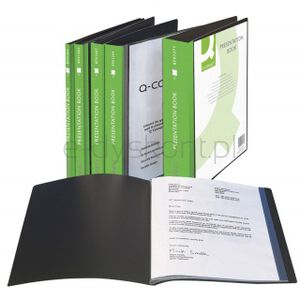 Q-Connect Teczka ofertowa z kieszenią opisową, PP, A4, 650mikr., 40 koszulek, Czarna