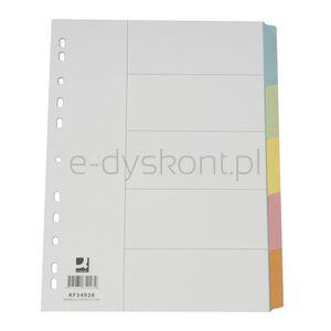 Przekładki Q-CONNECT, karton, A4, 223x297mm, 5 kart, mix kolorów