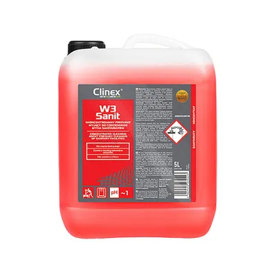 Clinex Preparat W3 Sanit, do mycia sanitariatów i łazienek, skoncentrowany, 5l