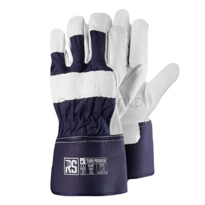 Rękawice RS PREMIUM TURR, typu doker, rozm.8, granatowo-białe