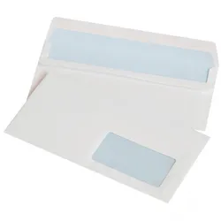Koperty samoklejące OFFICE PRODUCTS, SK, DL, 110x220mm, 75gsm, 1000szt., z okienkiem prawym 45x90mm, białe