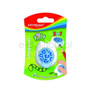 Keyroad Temperówka plastikowa z gumką kitty cat, pojedyncza, blister, mix kolorów