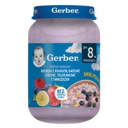 Gerber Makaron z bananem, owocami leśnymi, truskawkami i twarożkiem ?190 g