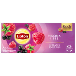 Lipton Herbata owocowa, malina i bez, 20 torebek