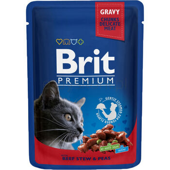 BRIT PREMIUM CAT Adult Wołowina i Groszek 100g (saszetka)
