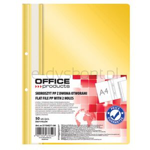 Office Products Skoroszyt, PP, A4, 2 otwory, 100/170mikr., wpinany, żółty
