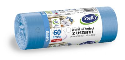Stella Worki z uszami do segregacji odpadów papierowych, 60 l, 14 szt., niebieskie, niebieski