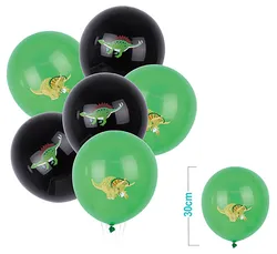 Zestaw balonów PARTY GO Dinozaury, 30cm, 6 szt., zielono-czarny