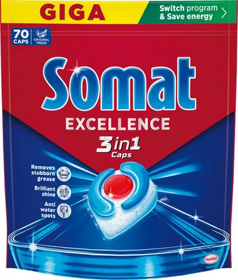 Somat Kapsułki do zmywarki Excellence 3w1, 70 szt., lemon