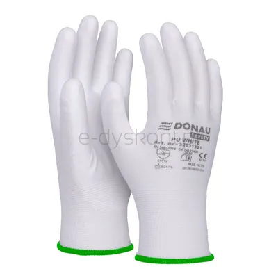Donau Rękawice Safety Pu White, Kat. Ii, Rozm. 11, Białe