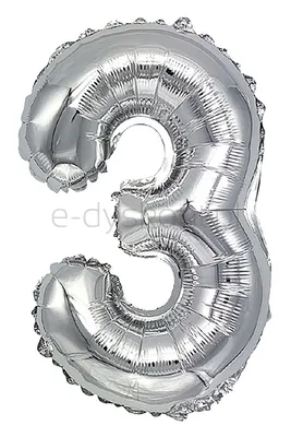 Part Go Balon foliowy cyfra 3, 80cm, srebrny