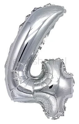 Part Go Balon foliowy cyfra 4, 80cm, srebrny