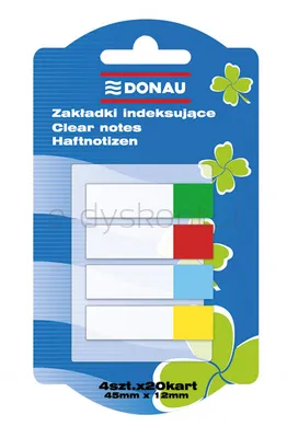 Donau Zakładki indeksujące PP, 12x45mm, 4x20 kart., mix kolorów 