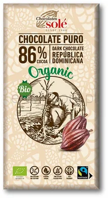 Sole Czekolada gorzka 86% kakao BIO 100 g