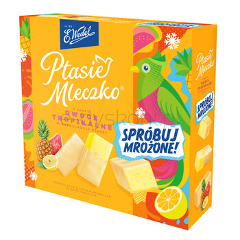 E.Wedel Ptasie mleczko o smaku owoce tropikalne w czekoladzie białej 340g