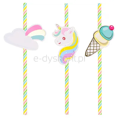 Part Go Słomki Unicorn, 19,5cm, 6 szt., różowe
