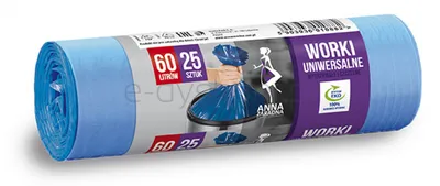 Anna Zaradna Worki na śmieci uniwersalne 60l, 25szt., niebieskie