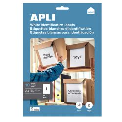Apli Etykiety uniwersalne A4, 210x297 mm, 10 szt., białe