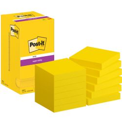 Post-It  Karteczki Samoprzylepne Super Sticky (654-S), 76X76Mm, 12X90 Kart., Żółte