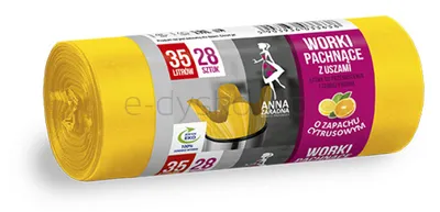 Anna Zaradna Worki na śmieci z uszami zapach cytrusów, 35 l, 28 szt., żółty