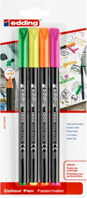 Pisak Z Cienką Końcówką E-1200 Edding, 1 Mm, Blister, 4 Szt., Mix Kolorów