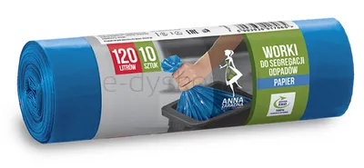 Anna Zaradna Worki do segregacji odpadów papier, 120 l, 10szt., niebieskie, niebieski