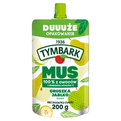 Tymbark Mus 100% Gruszka Jabłko Banan 200 G
