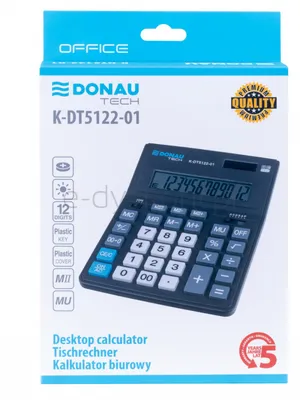 Kalkulator Biurowy Donau Tech Office, 12-Cyfr. Wyświetlacz, Wym. 201X155X35Mm, Czarny