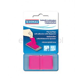 Donau Zakładki indeksujące PP, 25x45mm, 1x50 kart., różowe
