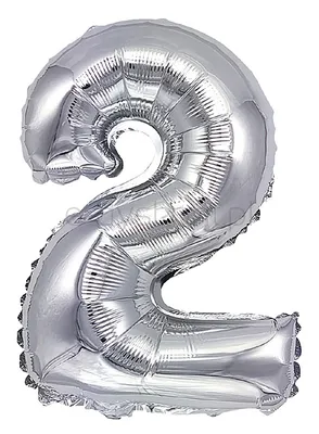 Part Go Balon foliowy cyfra 2, 80cm, srebrny