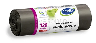 Stella Worki na śmieci ekologiczne, 120 l, 10 szt., czarny