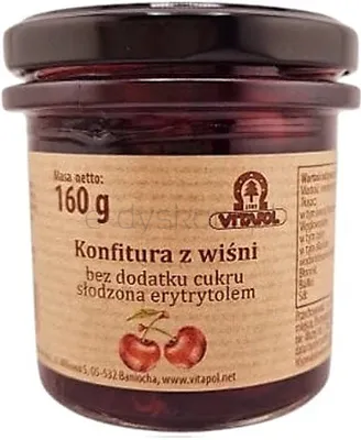 Konfitura Z Wiśni Słodzona Erytrytolem  B/C 160G